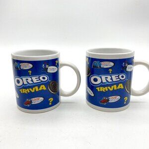 OREO Cookie Coffee Cup‎ Mug Trivia Lot Of 2 Blue Houston Harvest Vintage 1980s